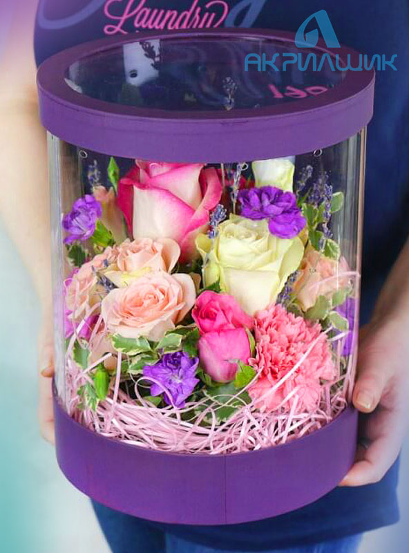 Прозрачная упаковка для цветов из оргстекла