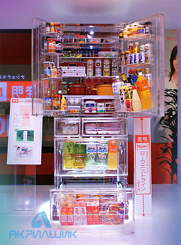 Прозрачный холодильник из оргстекла