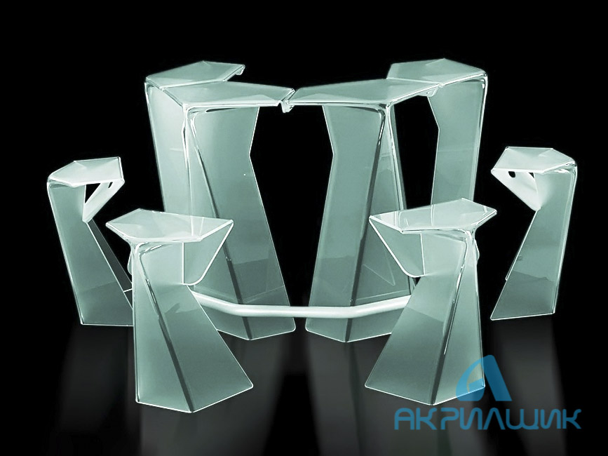 Акриловый стол и стулья в стиле оригами